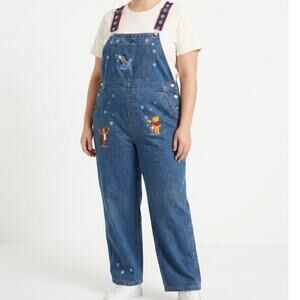 Disney Vintage Winnie Pooh Denim Overalls XL Embroidered Y2K Adult
